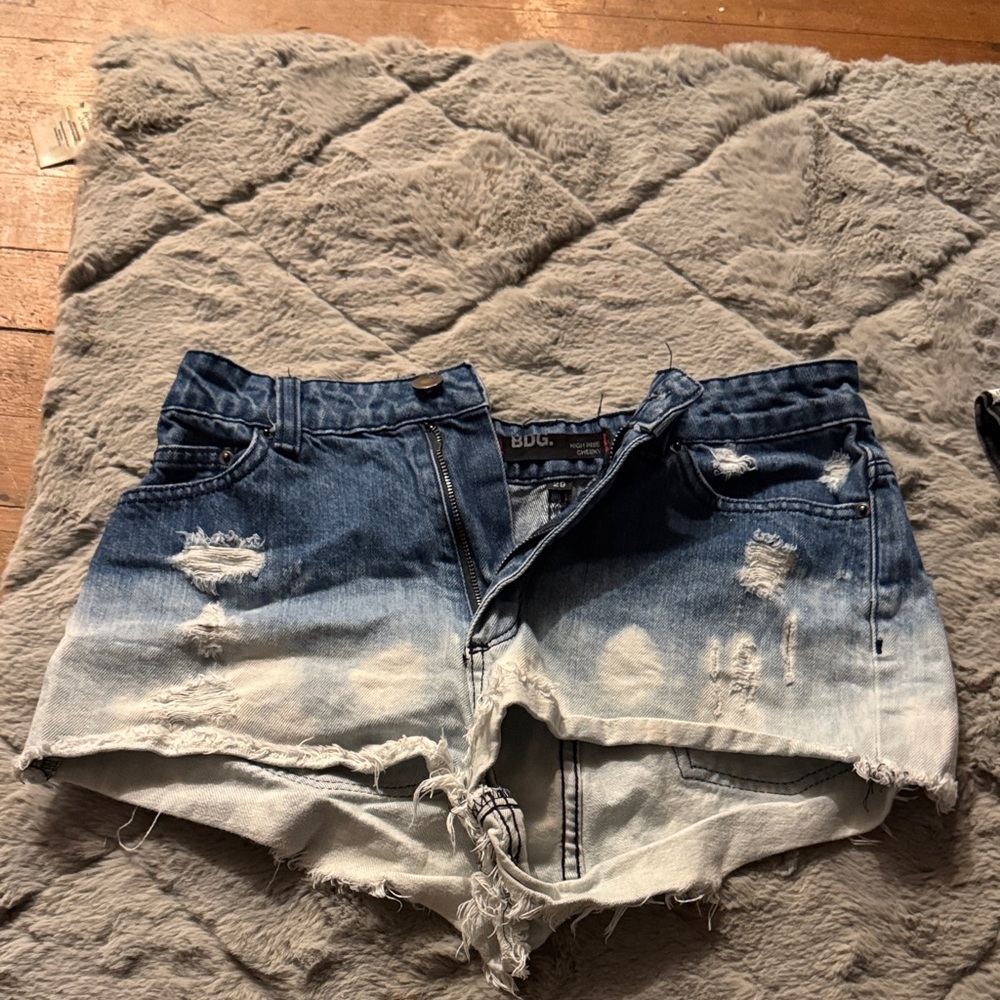 Distressed Blue Denim Shorts